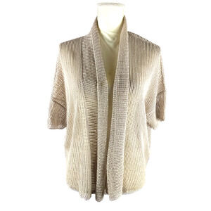 Eileen Fisher Open Weave Vest Sweater Linen Tan Beige Size Medium